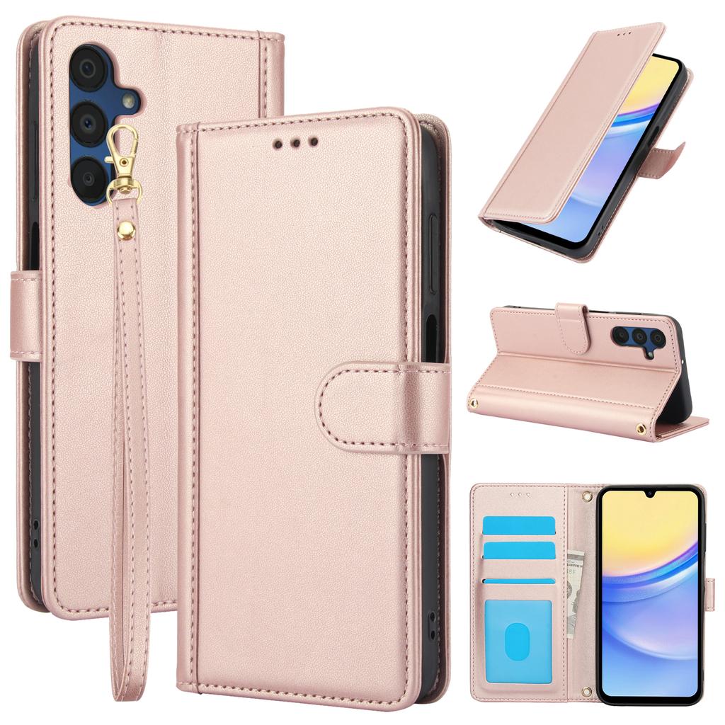 For Samsung Galaxy A57 5G Case PU Leather Stand View Phone Wallet Cover with Hand Strap