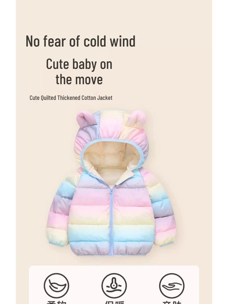 Kinder Kapuzenjacke mit Baumwollfutter - Warmer Cartoon-Print für Jungen & Mädchen im Herbst/Winter