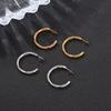 C-shaped Women's Stainless Steel Gold Earrings Simple Trend Multi-strand Twist Line Round Earrings