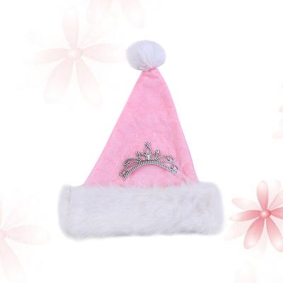 Pink Santa Hat Crown Soft Comfortable Christmas Party Decor Holiday Costume Prop for Children Family Celebration Use
