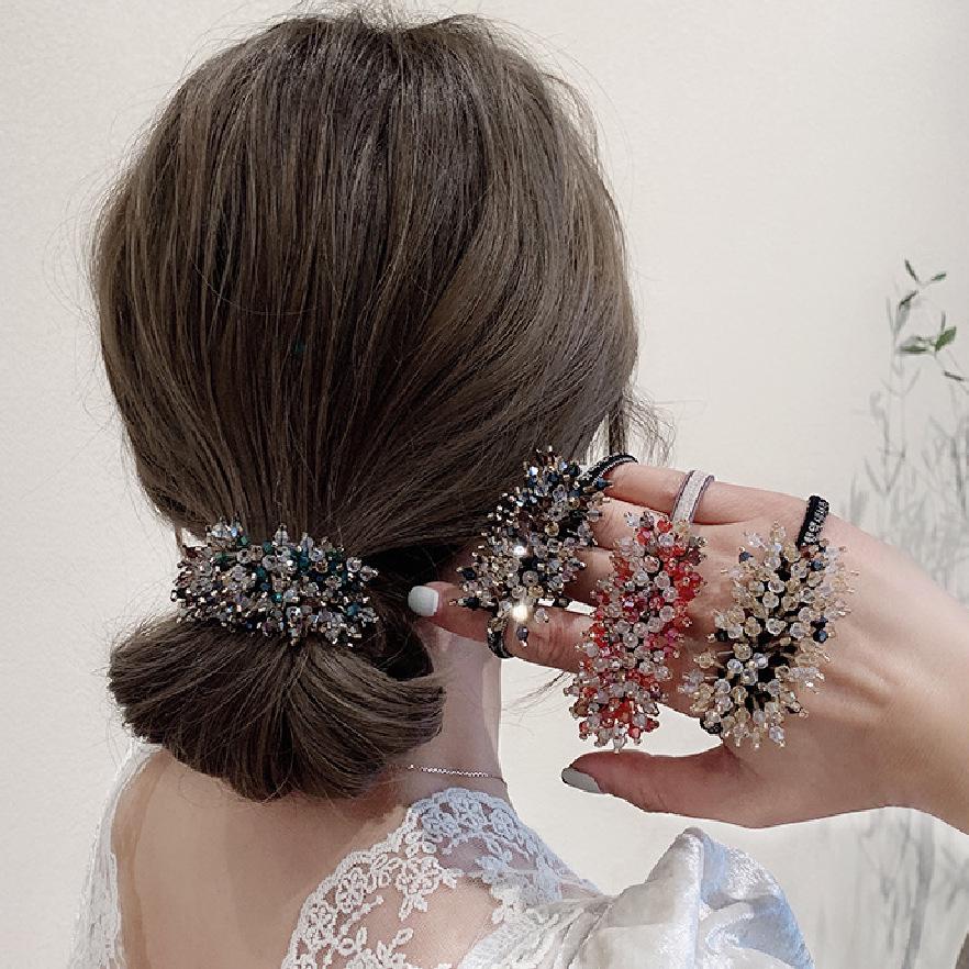 Korean Crystal Beaded Hair Tie: Elegant, Retro, Versatile Accessory