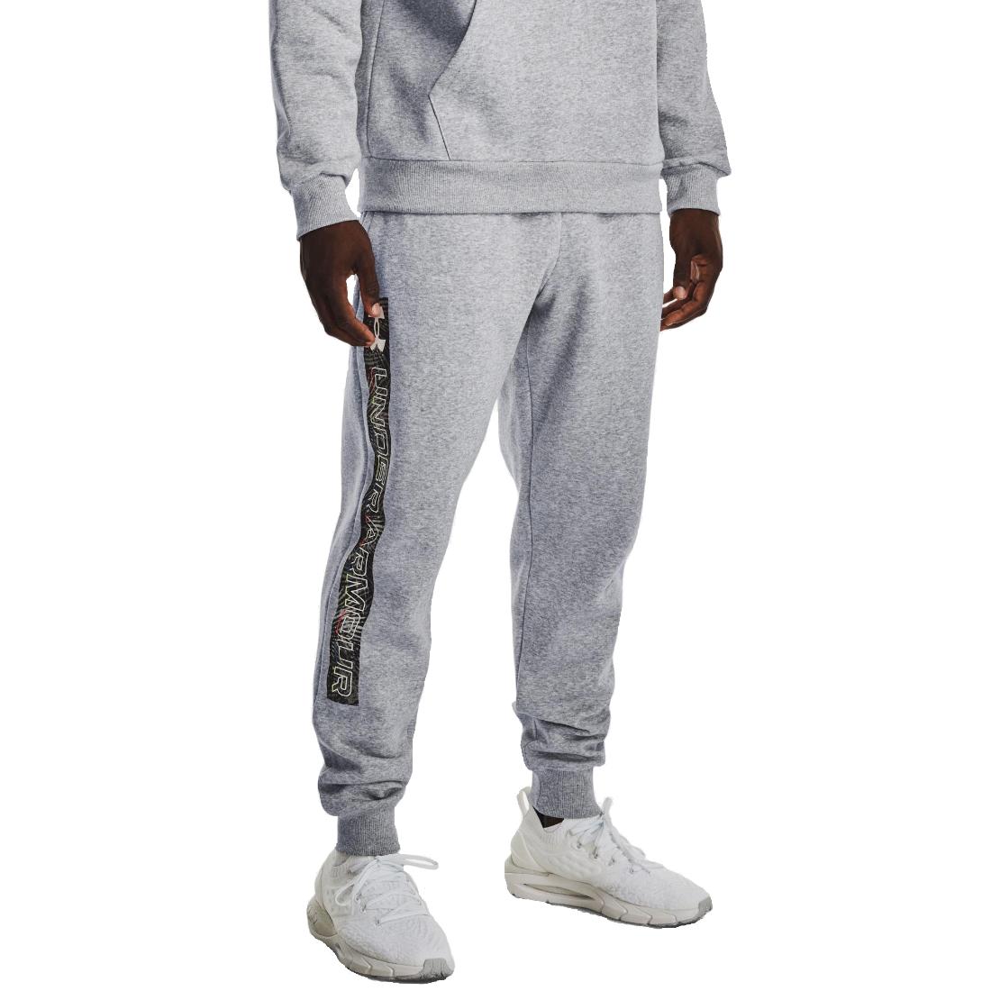 Under Armour Rival Fleece Graphic Joggers 1370351-011, Homme, Pantalon, gris L gris