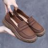 Genuine Leather flat loafers for spring and summer 2025 soft soled comfortable Shoes for mothers Women's shoes slip resistant