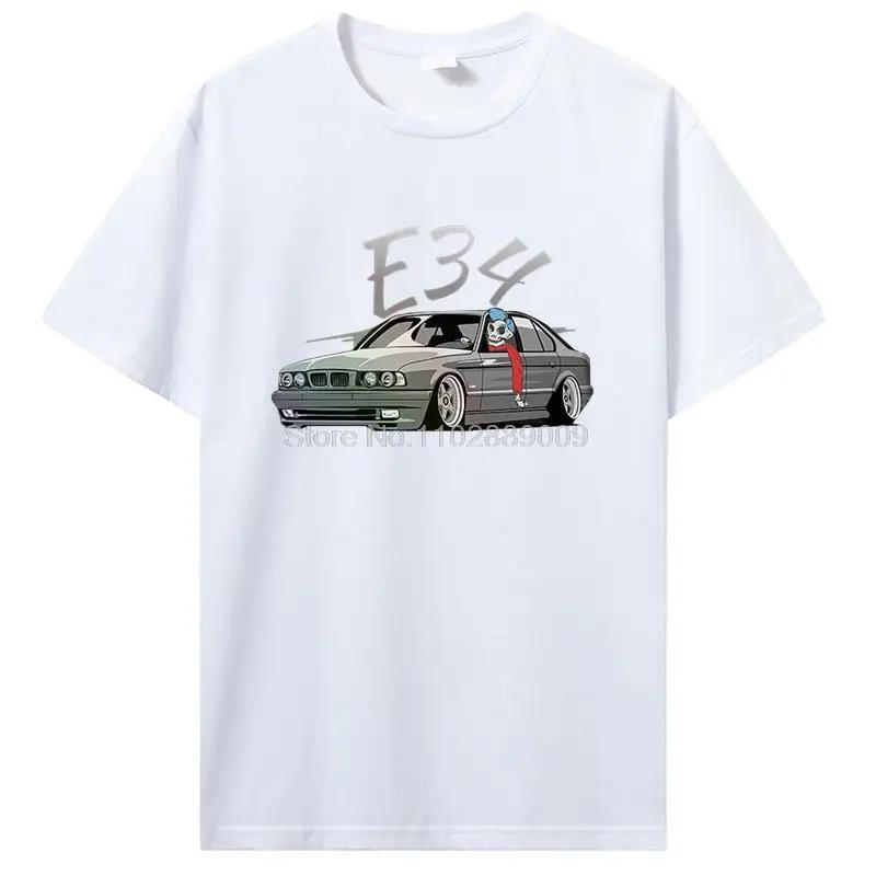 

Summer men s Glstkrrn E34 Racing Harajuku pattern printed 100% pure cotton T-shirt Retro fashion clothing 4XL
