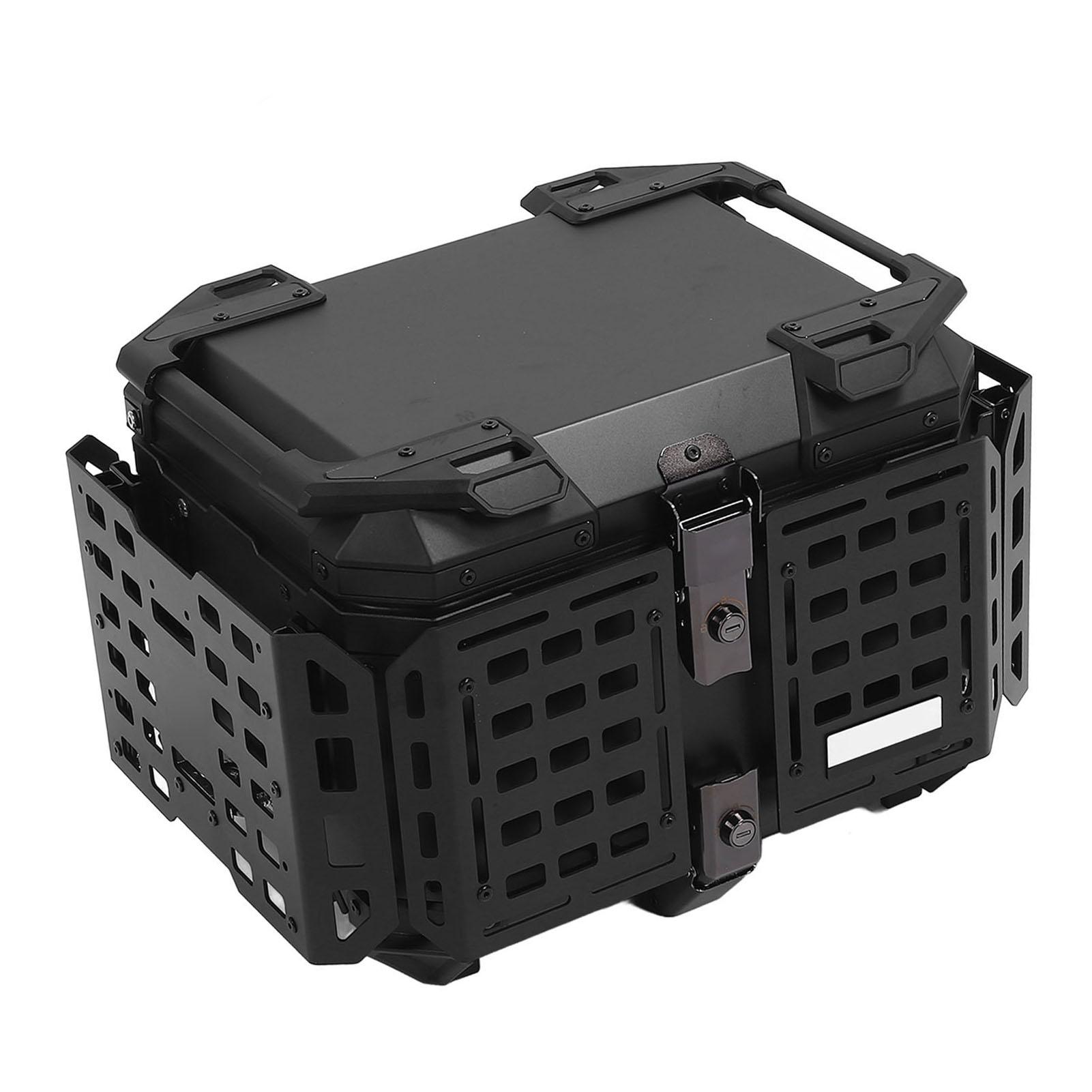 

45 л Мотоциклетный верхний кофр с замком безопасности Водонепроницаемый Алюминиевый сплав Быстросъемный кофр Верхний бокс для шлема Багаж чёрный