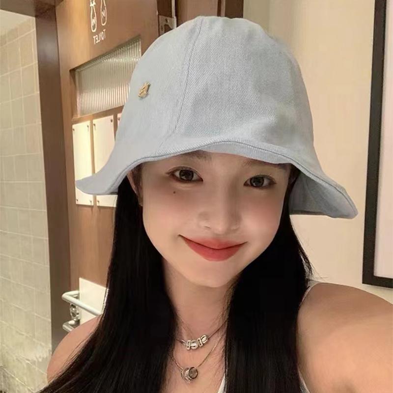 Sweet Sister Concave Brim Cowboy Basin Hat Women's Spring Summer Shopping Bucket Hat Big Brim Show Face Small Sun Hat Tide
