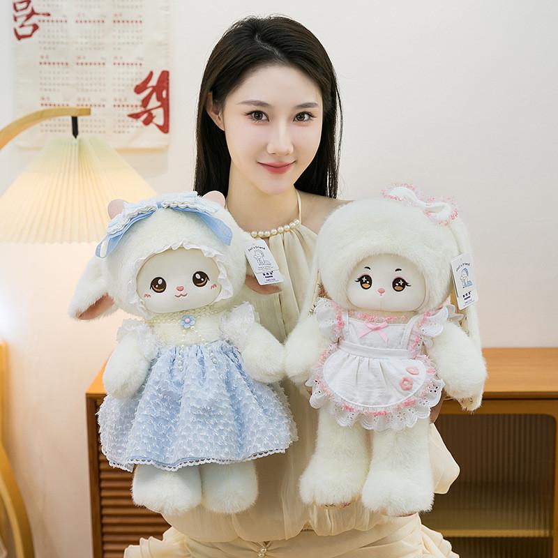 Sheep Plush Toy With Dress And Bow Decoration For Children