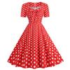 Women's clothing supply square neck short sleeve bow big pendulum polka dot's retro dress