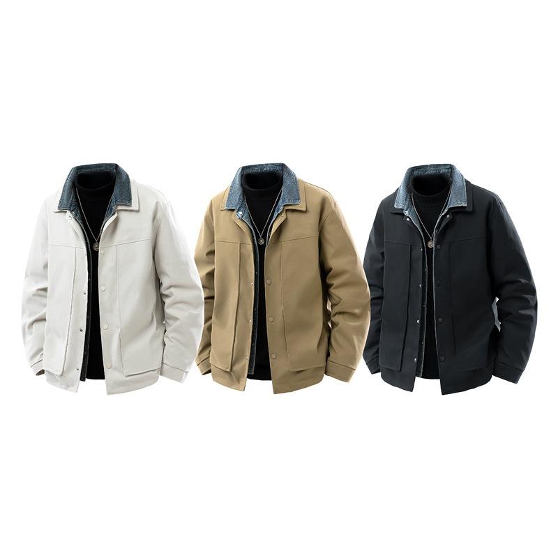 % White Duck Down Fake Two-piece Down Jacket Men's Winter New Loose Lapel Casual Jacket Men's