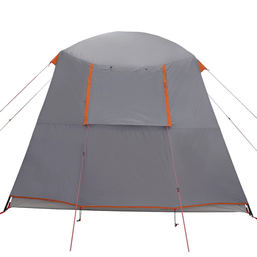 5 Person Camping Tent with Awning Grey and Orange Waterproof
