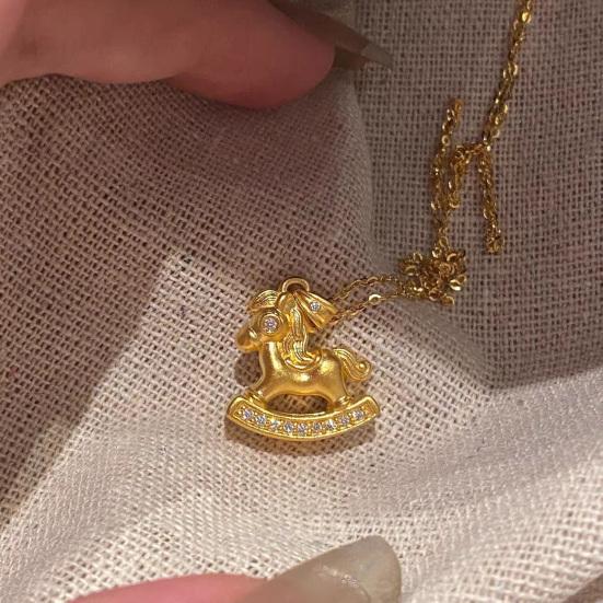 Horse Pendant Necklace Zodiac Animal Cute Horse Charm Necklace Women Chinese New Year Jewelry Birthday Gift for Daughter Her