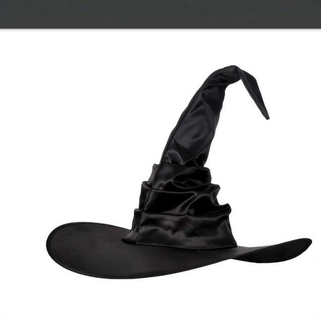 Curved Costume Halloween Hook Witch Hat With Curled Brim For Party Dress Up