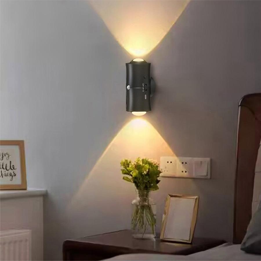 Motion Sensor LED Wall Light RGB Rechargeable Double-head Magnetic Spotlight for Bedroom Hallway Stair Ambient Lighting
