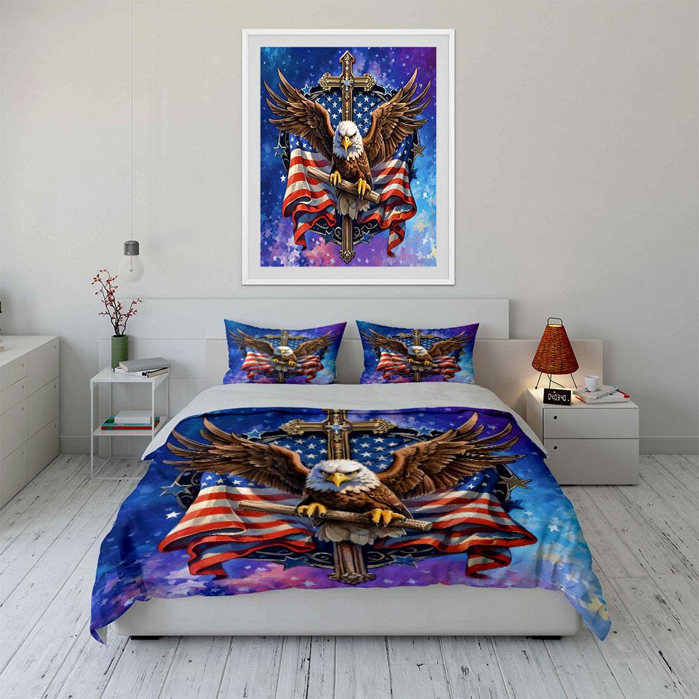 Patriotic Eagle Wall Decor Set Multiple Sizes Kid'S And Adults' Bedroom Exquisite 3Pc Bedding Set, Gift
