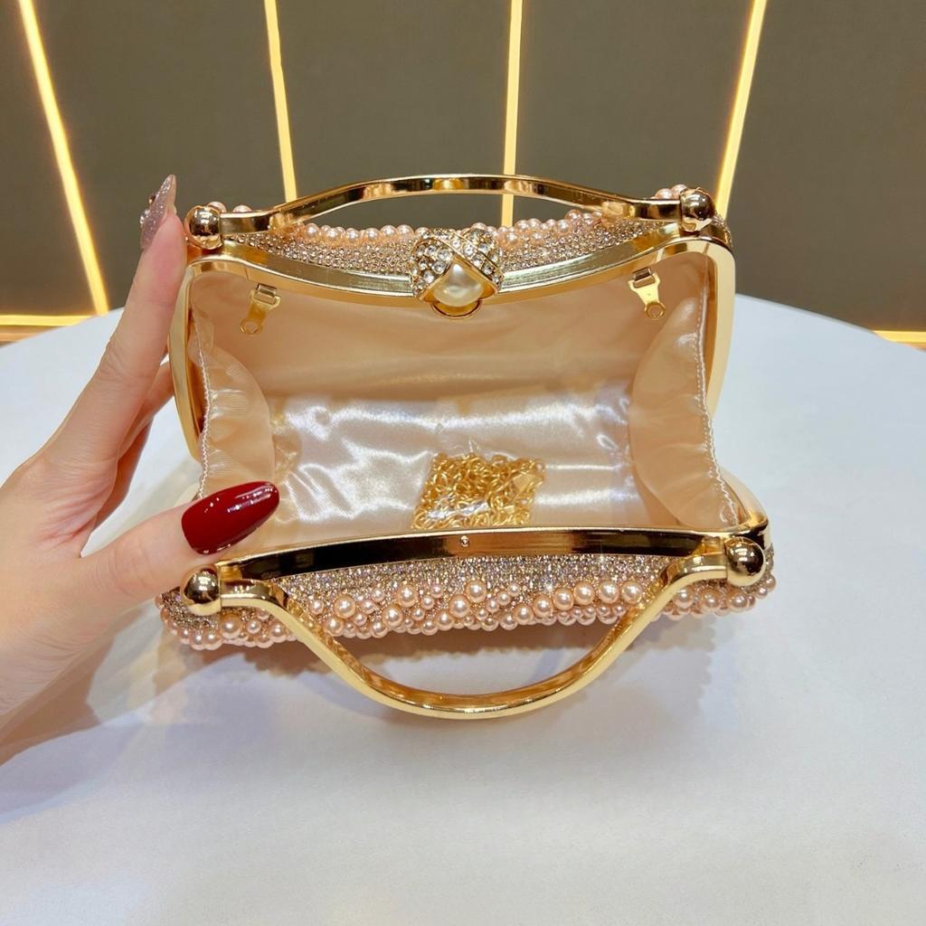 Handheld Dinner Bag, High-end Fashionable Crossbody Bag, Elegant Diamond-encrusted Chain Bag, Handbag