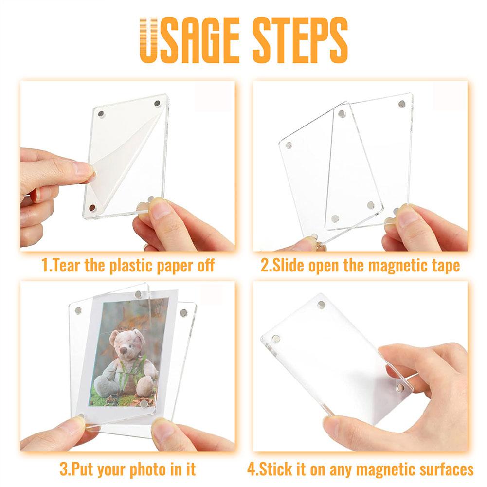 1/1inch Transparent Magnetic Picture Frame Acrylic Refrigerator Photo Holder Polaroid Display Board Fridge Magnet Diy Photo Deco