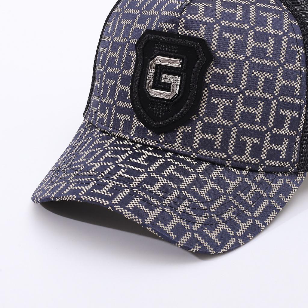 Letter G Label Outdoor Sunscreen Cap Breathable Mesh Cap Retro Plaid Sunshade Mountaineering Sun Cap