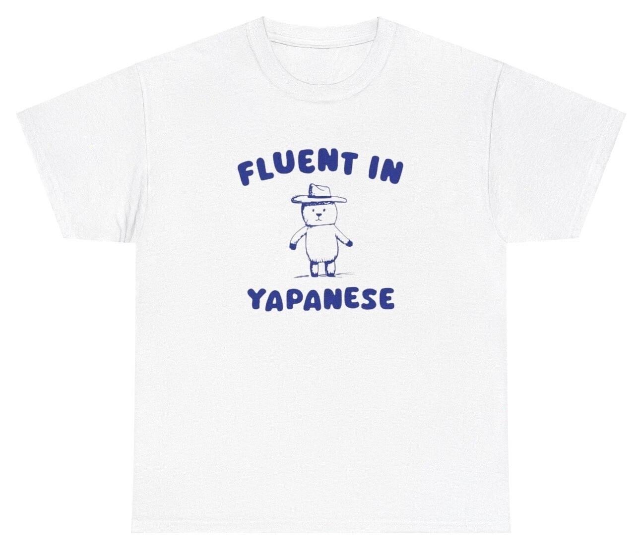 Fluent In Yapanese T Shirt Funny Extrovert Bear Y2K Silly Gen Z Yapping Gift Tee XL