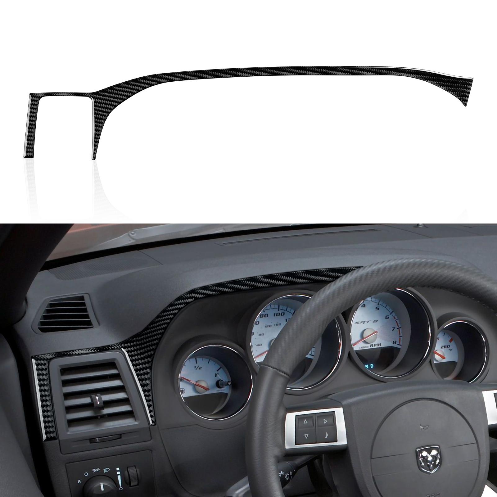 

Наклейка на рамку спидометра на приборной панели автомобиля из углеродного волокна, наклейка, отделка для интерьера Dodge Challenger 2008-2014 чёрный