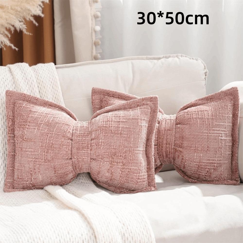 Federa Cuscino Decorativa con Fiocco in Chenille Federa Cuscino con Fiocco Copricuscino da Lancio Letto Sedia