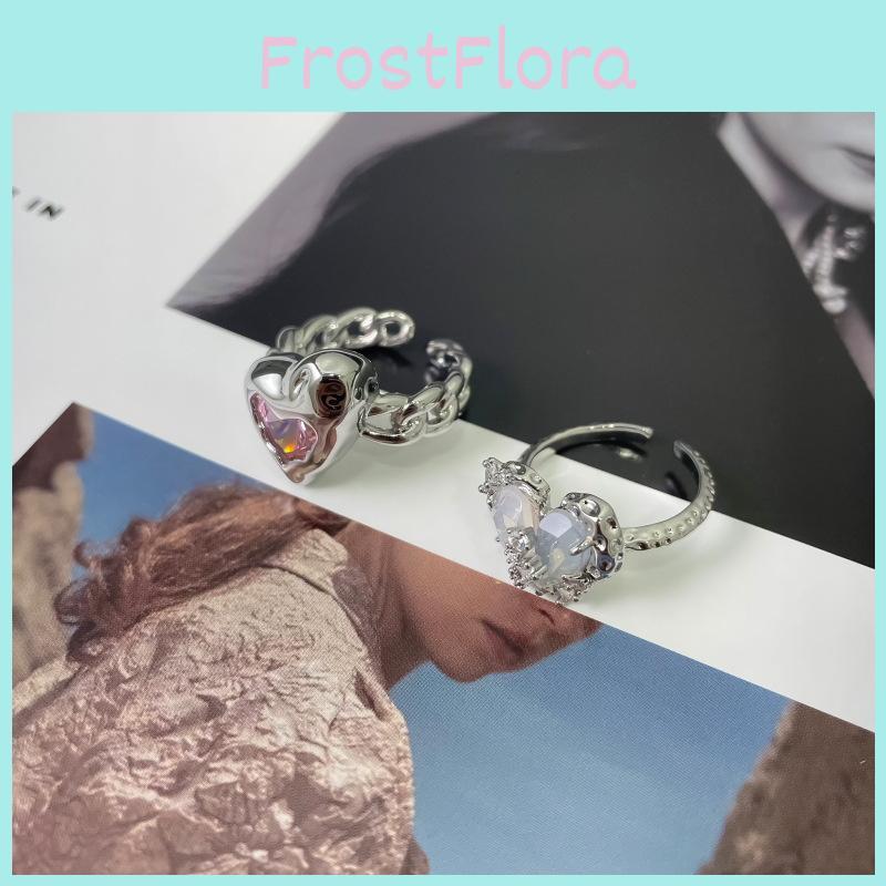 Exquisite High-end Crystal Heart Adjustable Ring For Women In Chic Minimalist Style