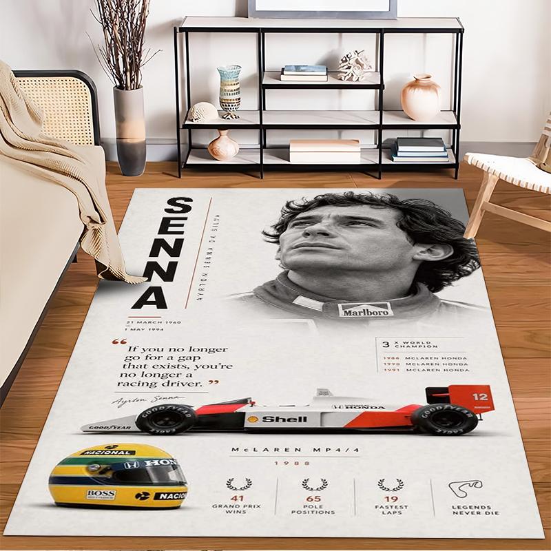 Ayrton Senna Tribute Racing Design Rug Non-slip rug suitable for living room and bedroom sofas