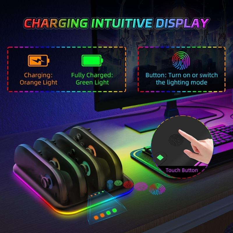 Controller-Ladestation Basis Gleichzeitiges Laden Geeignet für 4 Geräte Intelligente LED-Anzeigen und rutschfeste Basis