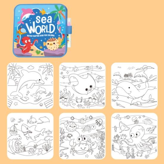 Yousheng Water Coloring Book for Kids Reusable Watercolor Picture Book with Water Brush Mess-Free Drawing Book for Creative Learning And Fine Motor