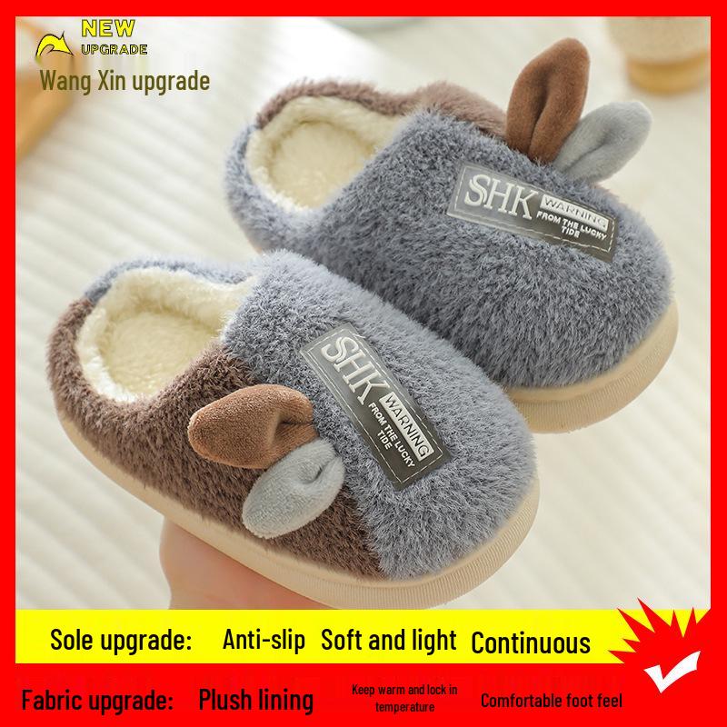 Kinder Süße Cartoon Baumwoll Hausschuhe mit Fleece Futter, Weiche Sohle, Verdickt für Zuhause, Jungen & Mädchen, Kleine bis Mittlere Größe.