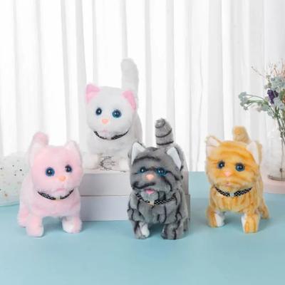 Słodki elektroniczny zwierzak sterowanie głosem robot kot miauczenie zabawka dla kota chodzący kot pluszowa lalka symulacja kota