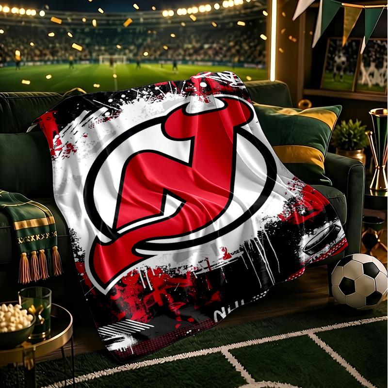Jersey Devils Logo Throws Blanket Flannel Blankets Plush for Couch Bed Gifts for Men Women Travel picnic blanket Christmas fan gifts