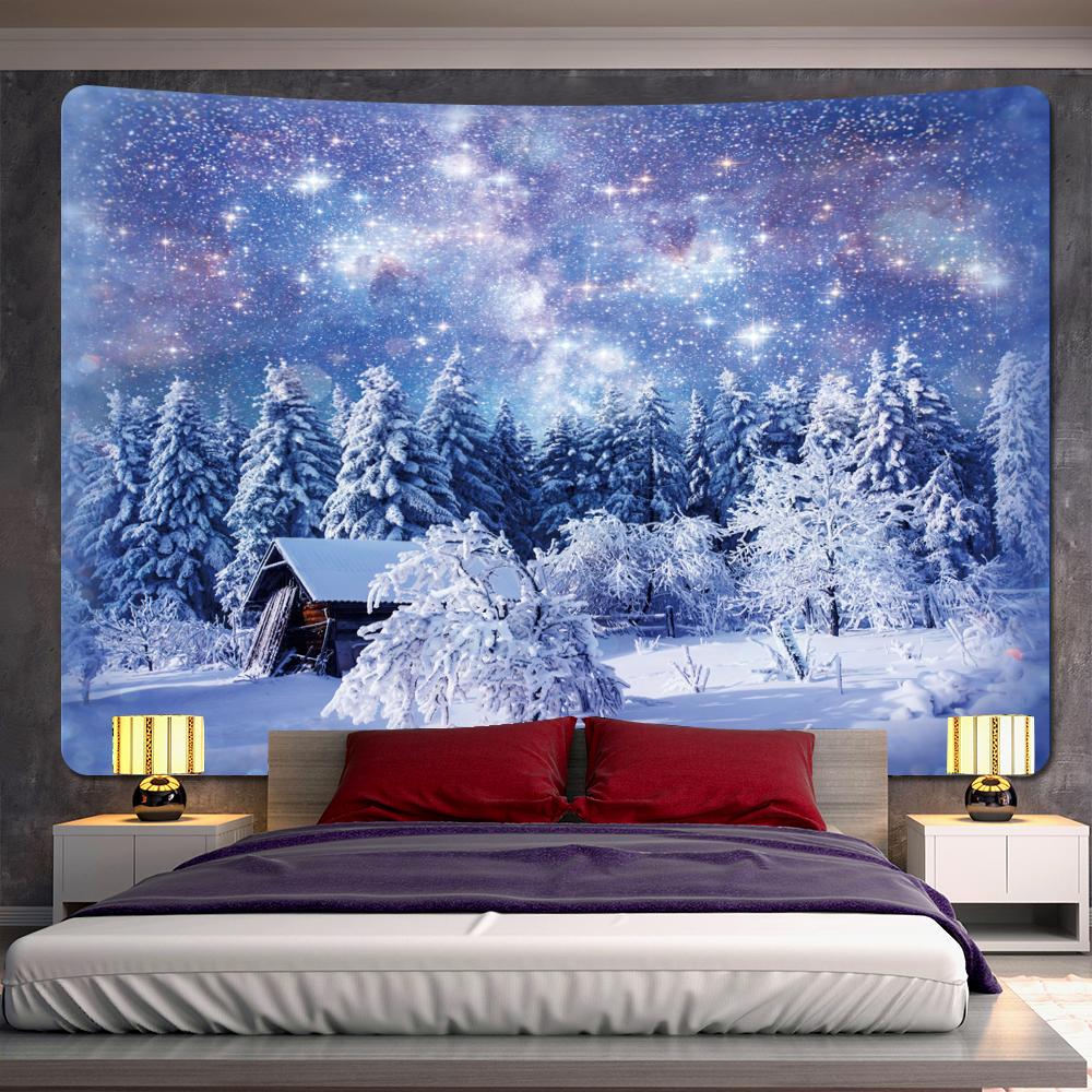 Forest Snow Christmas Tree Psychedelic Scene Home Decor Art Tapestry Bohemian Tarot Beautiful Room Wall