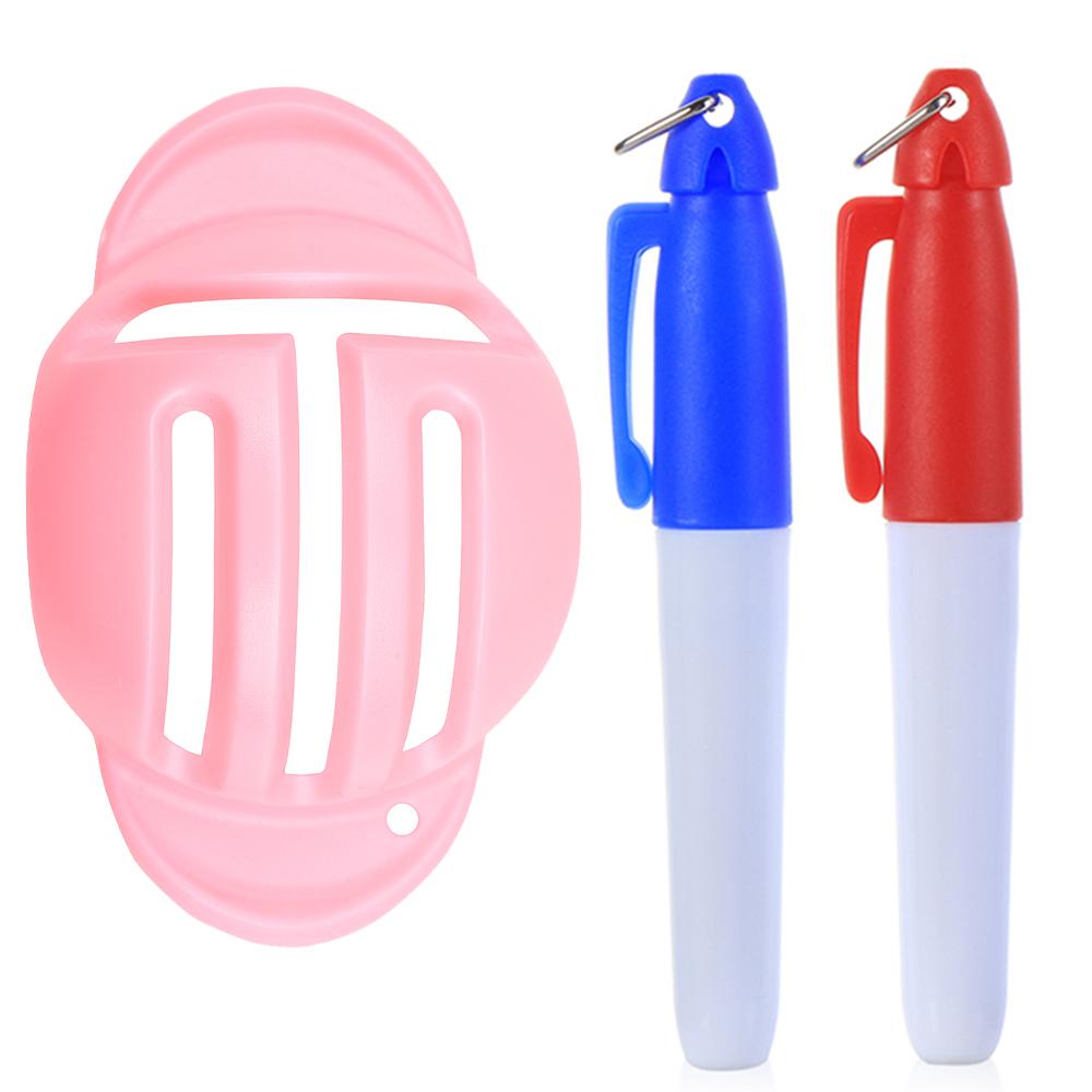 

1 шт. Маркер для Т-линии мяча для гольфа Инструмент для выравнивания паттера 2 маркера для гольфа Аксессуары для разметки линии мяча розовый