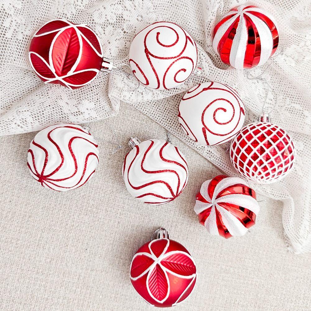 9Pcs/set 6CM Xmas Tree Hanging Pendant Painted Xmas Baubles Christmas Party Decoration