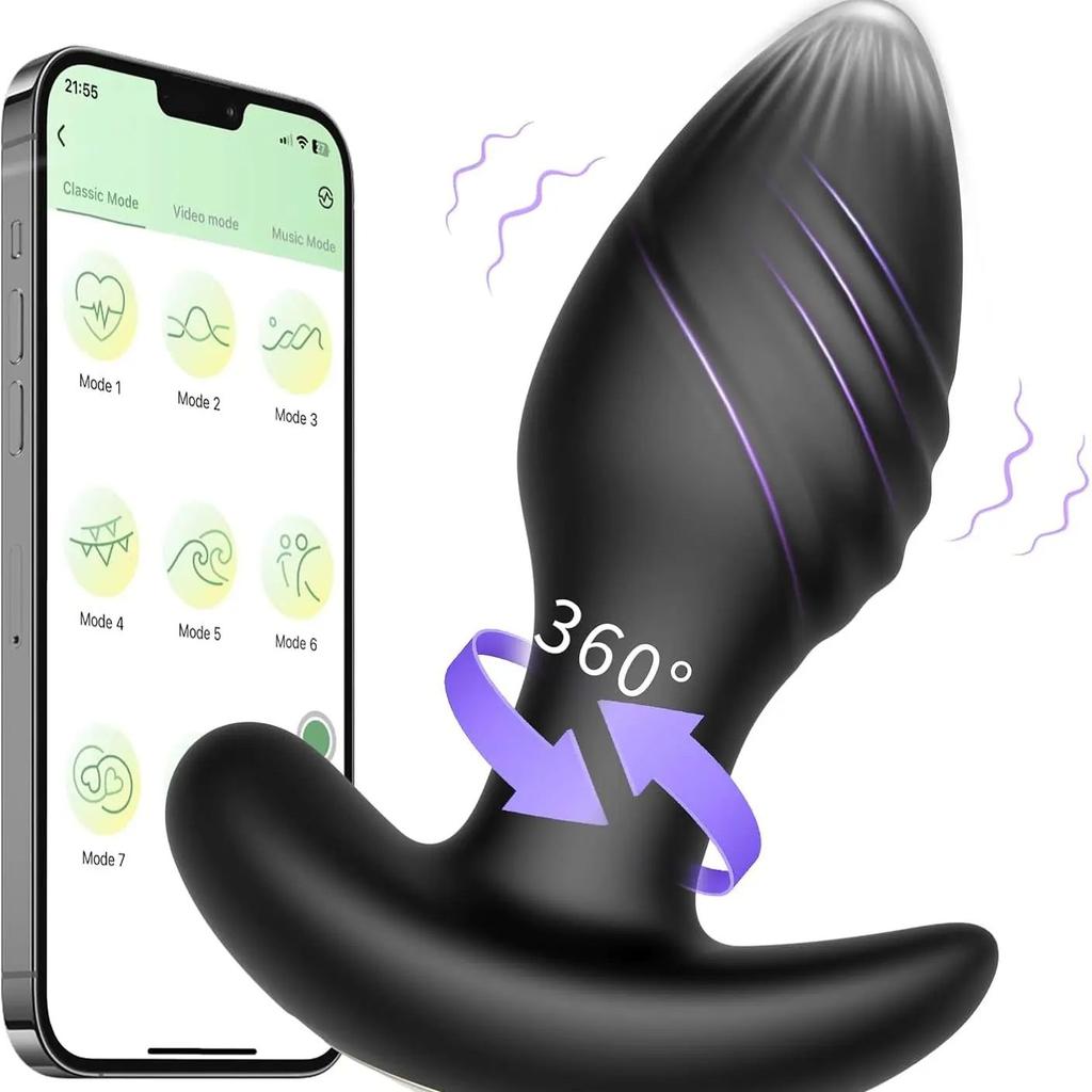 APP Δονητής Αναπτήρας Πρωκτού Περιστρεφόμενος Βύσμα Πρωκτού Δονητής Δονητής Ενηλίκων Γυναικείο Σεξουαλικό Παιχνίδι Bluetooth G Σημείο Κόλπος Κλειτορίδα Μασάζ Δονητικό