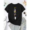 Cartoon Astronaut & Planet Print T-shirt, Casual Crew Neck Short Sleeve Top, Women's Clothing