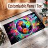 Alfombra de Terciopelo de Cristal Suave con Temática de Fútbol Impresión Personalizada de Nombre y Texto Alfombra de Suelo Antideslizante para Dormitorio Sala de Estar