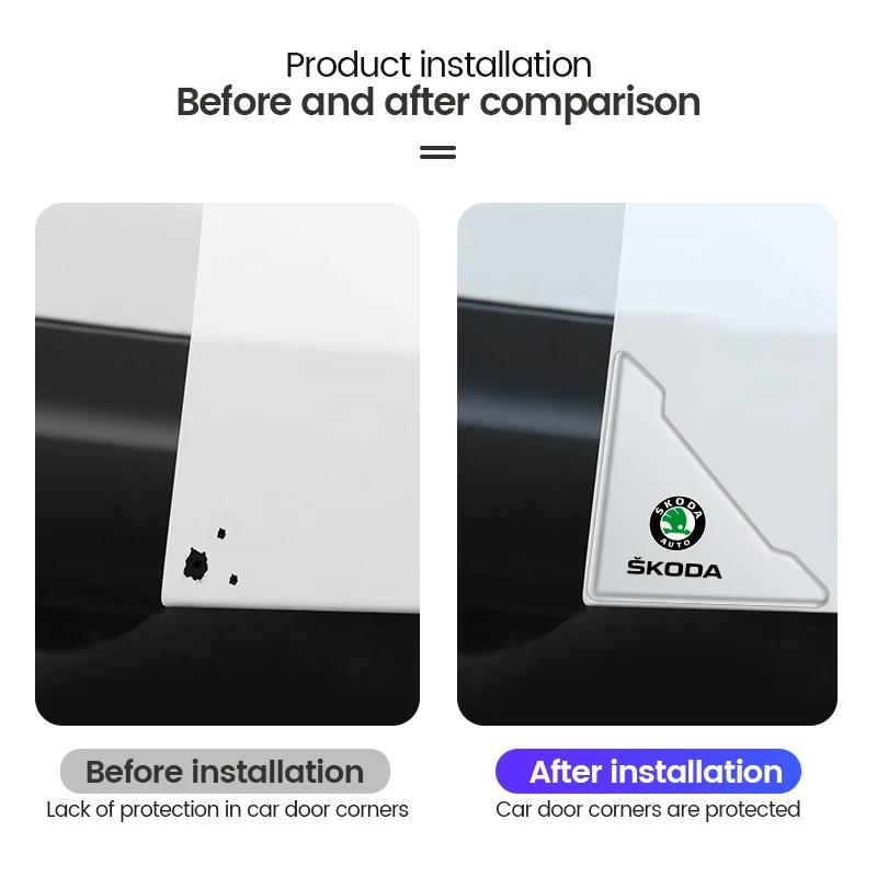WLQP2 2pcs Car Door Corner Protection Sticker Anti-Collision Protector For Skoda Yeti VRIS Octavia a5 a7 Karoq Kamiq Fabia Kodiaq