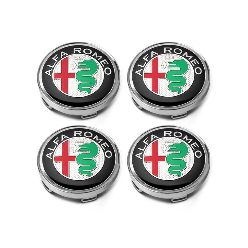 Car Sticker For Alfa Romeo 159 147 4pcs 60mm Car Styling Wheel Center Cap Hub Covers Badge Accessories For Alfa Romeo Giulia Ste EO0 