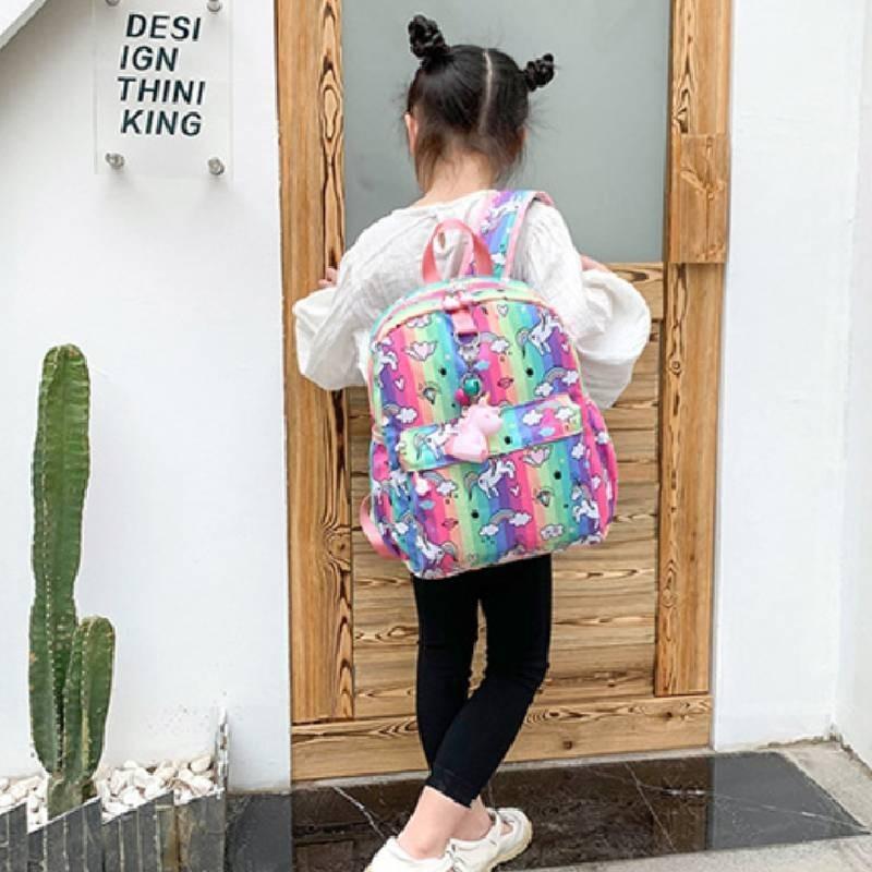Cute Cartoon Pattern Cotton Canvas Princess Backpack For Teenage Girls Outing School Bag