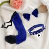 Ears and Tail Set Cosplay Costume Gift PU Leather Neck Choker for Stage Shows Halloween Carnival
