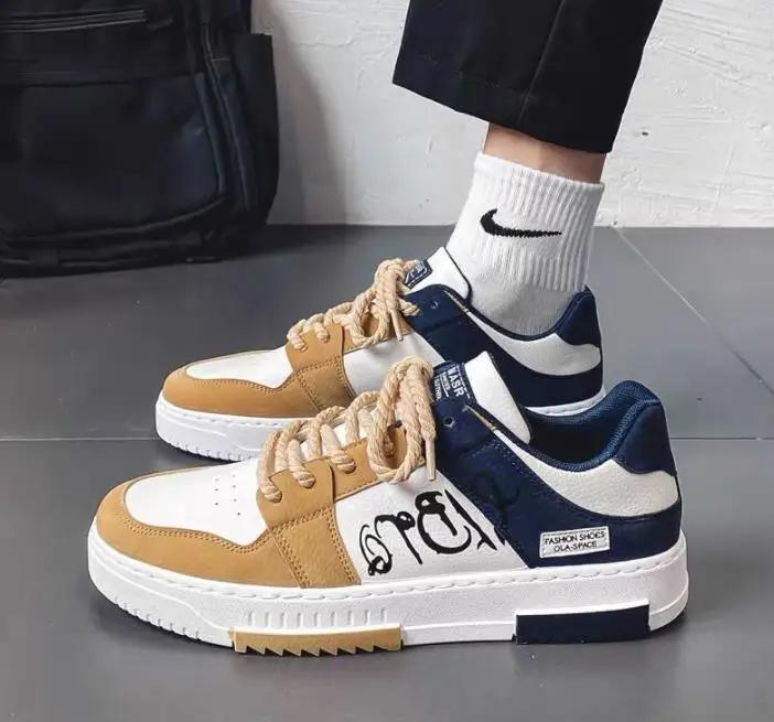 

Дизайнерская обувь, мужские повседневные кроссовки на платформе, кроссовки на шнуровке, студенческие кроссовки, мужская вулканизированная обувь, Zapatillas Hombre 44 жёлтый