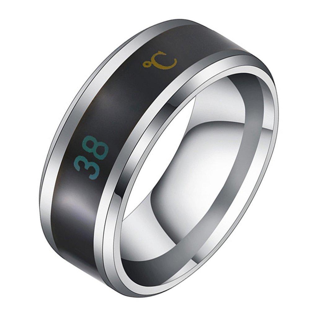Fashion Smart Induction Temperature Number Display Finger Ring Stainless Steel Unisex Personalised Anniversary Jewelry Pendant