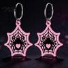 Alternative Fashion Earrings 1 Pair Halloween Theme Acrylic for Women, Gothic Pink Spider Flame Pattern Drop Dangle Earrings, Spooky Holiday