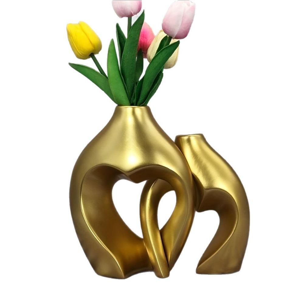 

Современный гидропонный держатель для цветов смола цветочный горшок бутылка для цветочной композиции ваза в форме сердца офис золотой