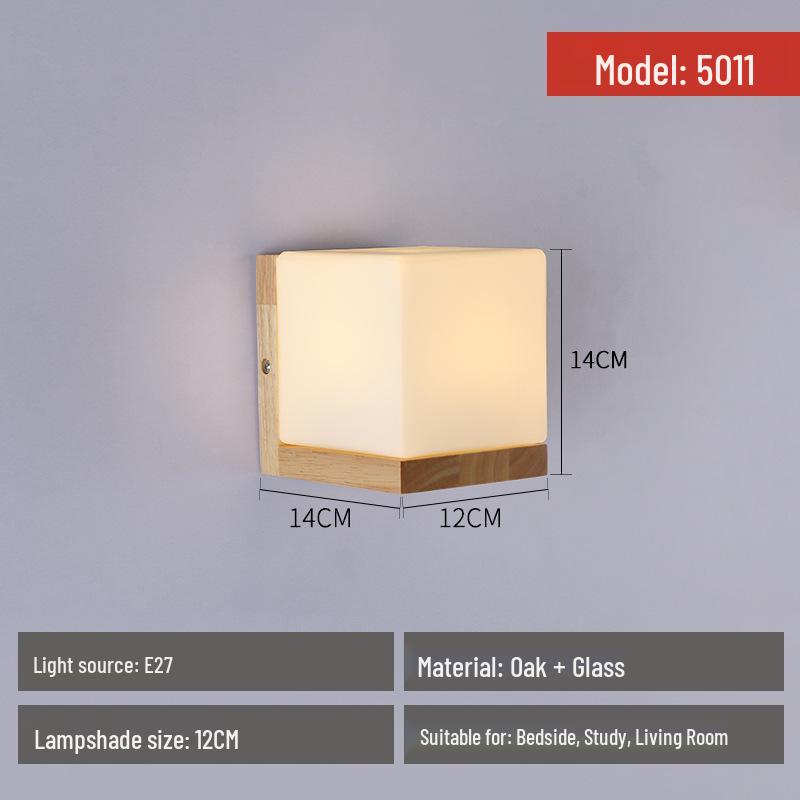 Japanese Style Solid Wood LED Wall Lamp for Indoor Spaces - Bedroom, Living Room, Staircase, Balcony