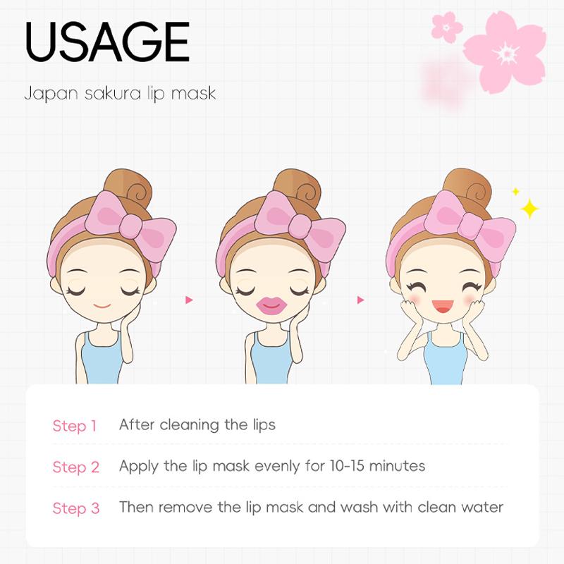 Sakura Hydrating Lip Mask Exfoliating Repairing Relieve Dryness Fades Fine Lines Moisturizing Nourishing Makeup Korean Cosmetic