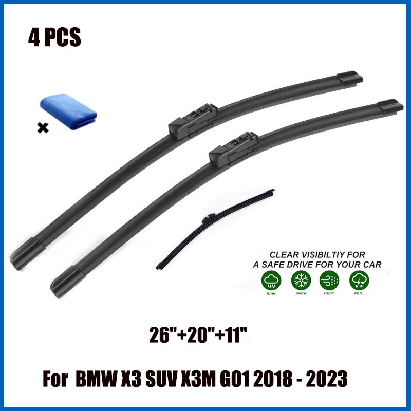 

Car Wiper Blades Front Rear Windshield Wiper Blades Set For BMW X3 SUV X3M G01 2018 - 2023 Brush Car Accessories 26 20 11 A Type