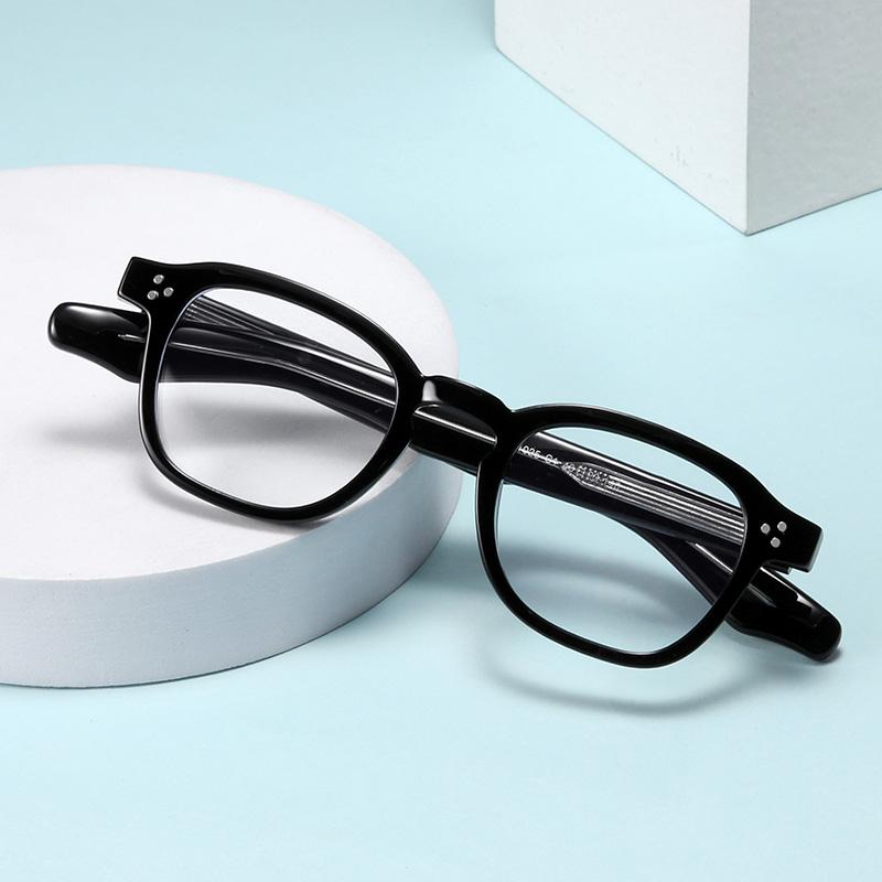 Rivet Frame Oval Student Myopia Spectacles 1.56 Single Anti Blue Rays Shortsighted Prescription Eyeglasses 0 -0.5 -0.75 To -6.0