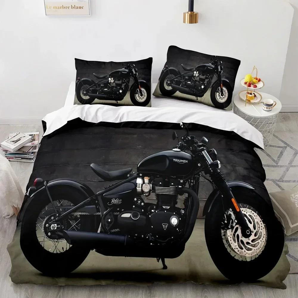 Top 3D Print Motorcycle Bedding Set Boys Girls Twin Queen King Size Duvet Cover Pillowcase Bed For boys Adult Home Textileextile